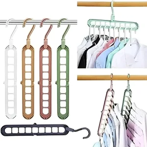 Kit 2 Organizador de Cabides com 9 Furos Retrátil para Guarda-Roupa Calças Gravatas Cintos Sutiã