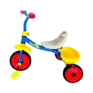 Triciclo Infantil com Pedal Azul Para Crianças a Partir de 1 Ano e Meio, Assento Ajustável, Até 30kg (Amarelo)