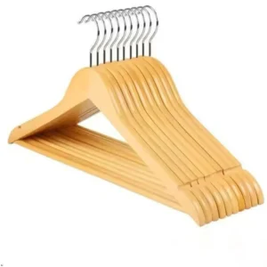 Kit 6 Cabides de Madeira Top Rio Adulto Slim Envernizados com Barra Antideslizante