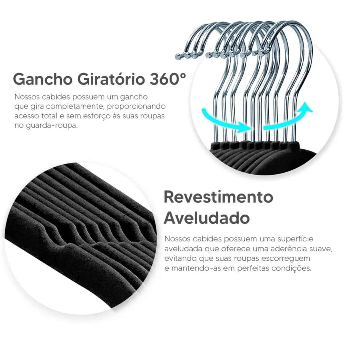 Kit 10 Cabides de Veludo Slim Adulto Antideslizante Ultrafino para Roupas Camisas Calças Vestido - Image 6
