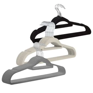 Kit 20 Cabides de Veludo Slim Adulto Antideslizante Ultrafino para Roupas Camisas Calças Vestido