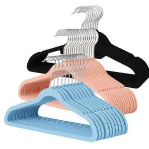 Kit 30 Cabide Infantil de Veludo Antideslizante Slim Ultrafino para Roupa Calça Camiseta de Bebe