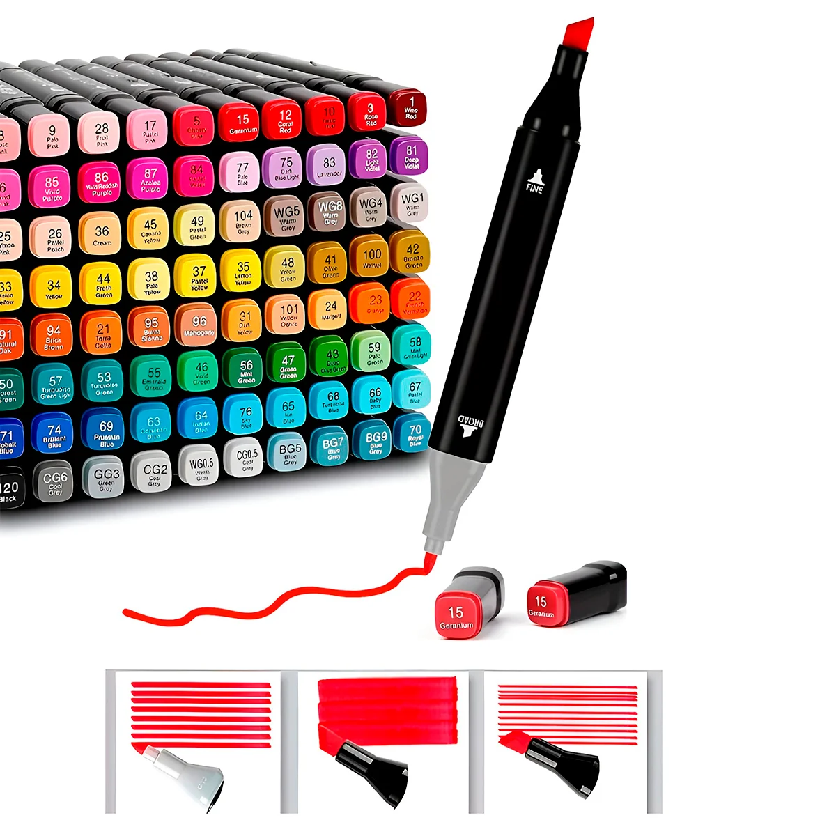 Kit Conjunto Marcadores com Estojo Ponta Dupla 120 Peças - Image 2
