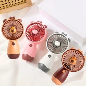 Ventilador de Mão Silencioso Recarregável Portátil USB Cor:Marrom