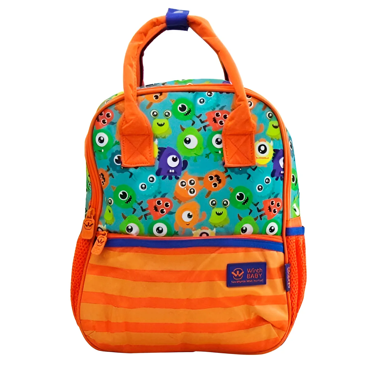 Mochila Bolsa Infantil Costas Estampada Unissex Menino Menina Escolar Viagem Passeio Laranja