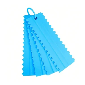 Kit Espátulas Bolo Confeiteiro Alisador Decorativa Chantilly Cor:Azul