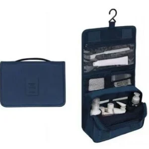 Necessaire Em Nylon Organizadora Higiene Para Viagem Cor:Azul Marinho