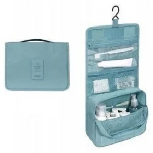 Necessaire Em Nylon Organizadora Higiene Para Viagem Cor:Azul Piscina