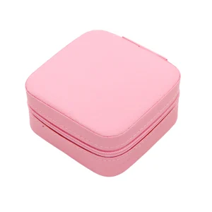 Porta Joias Portatil Viagem Estojo Maleta Caixinha Com Ziper Cor:Rosa