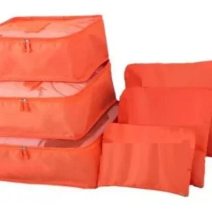 Organizador De Mala 6 Pçs Necessaire Viagem Bolsa Saco Cor:Laranja