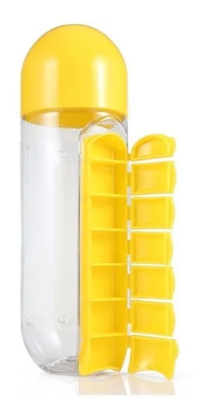 Garrafa Plastico Porta Comprimidos Destacavel 600ml Cor:Amarelo - Image 2