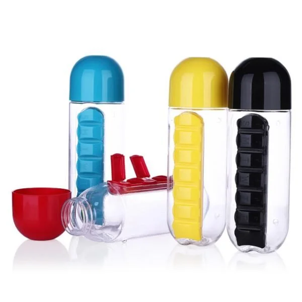 Garrafa Plastico Porta Comprimidos Destacavel 600ml Cor:Amarelo - Image 3