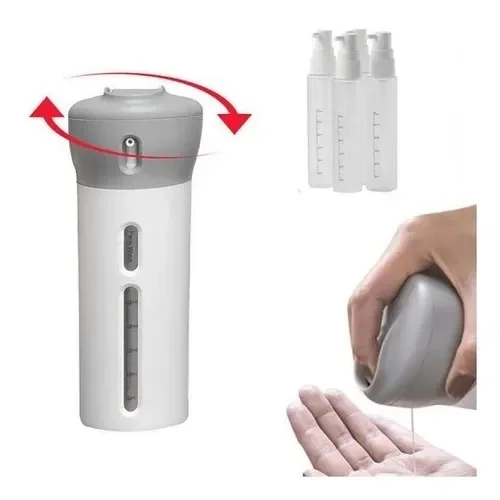 Dispenser 4 em 1 Pote Viagem Mala Shampoo Liquido Sabonete Cor:Cinza - Image 3