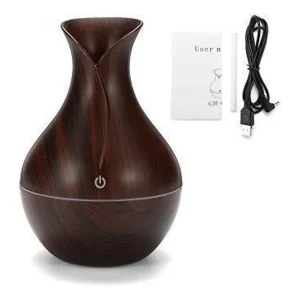 Umidificador Purificador Difusor Ultrassonico Luzes Led Cor:Marrom Escuro