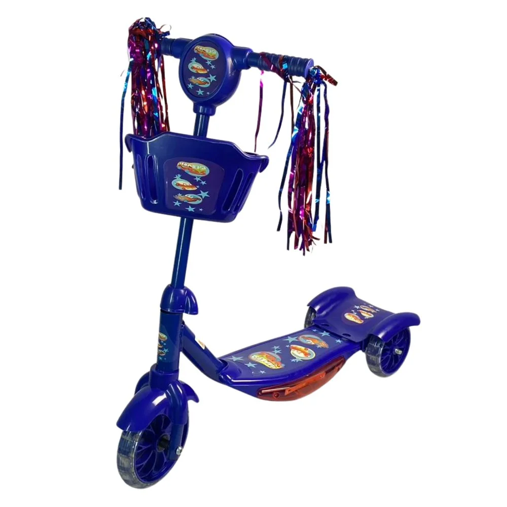 Patinete 3 Rodas Infantil Dobrável com Som e Luz – Azul - Image 3