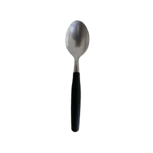 Kit 6 Colher de Mesa Aço Inox com Cabo Preto Casa Restaurante Churrascaria Pizzaria Lanchonete