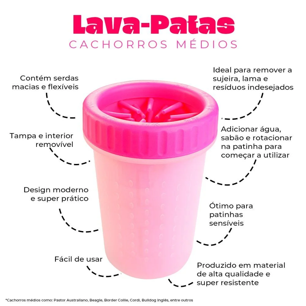 Lava-Patas para Cachorros Médios – Rosa - Image 3