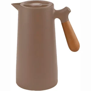 Garrafa Térmica Jarra Nórdica Inox Café Cabo Madeira Cor:Marrom