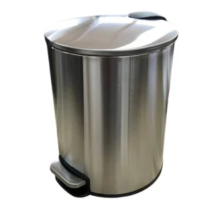 Lixeira com Pedal 5 Litros Inox Escovado Slim Balde Removível Redonda para Banheiro Cozinha