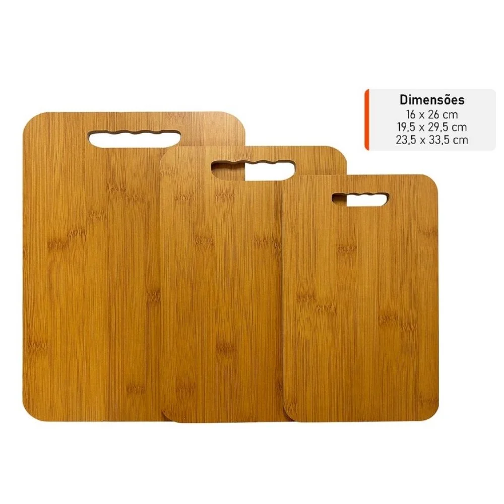Kit 3 Tábua de Corte Madeira MDF Retangular Para Carne Churrasco Legumes Frutas - Image 6
