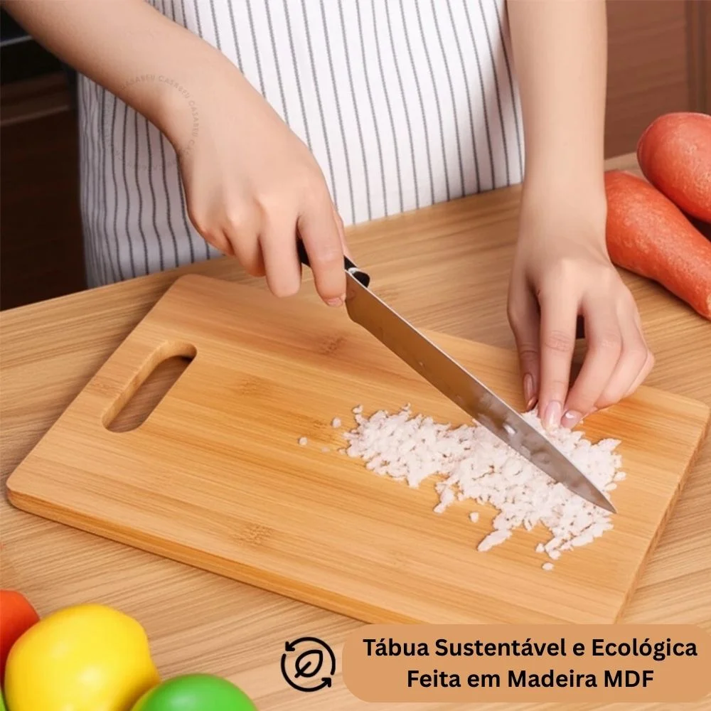 Kit 3 Tábua de Corte Madeira MDF Retangular Para Carne Churrasco Legumes Frutas - Image 4