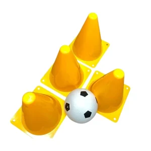 Kit Treino Funcional Agilidade 4 Cones com Bola Infantil Treinamento Futebol Futsal Academia
