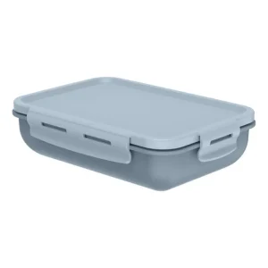 Pote Marmita com Tampa Hermética com Divisória Retangular Plástico 800ml Azul