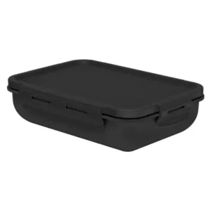 Pote Marmita com Tampa Hermética com Divisória Retangular Plástico 800ml Preto