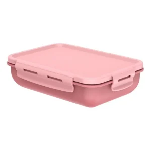 Pote Marmita com Tampa Hermética com Divisória Retangular Plástico 800ml Rosa