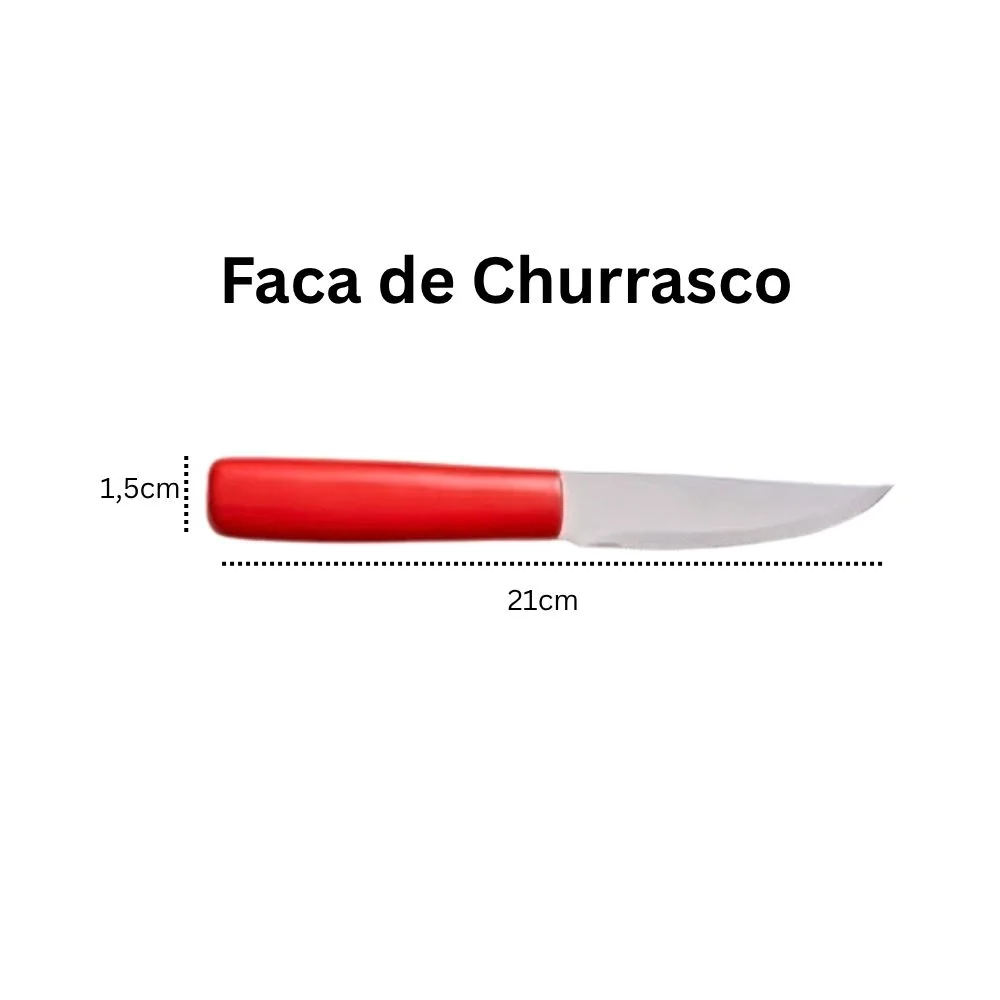 Jogo de Talheres 21 Peças Inox Faqueiro Completo Vermelho - Image 5