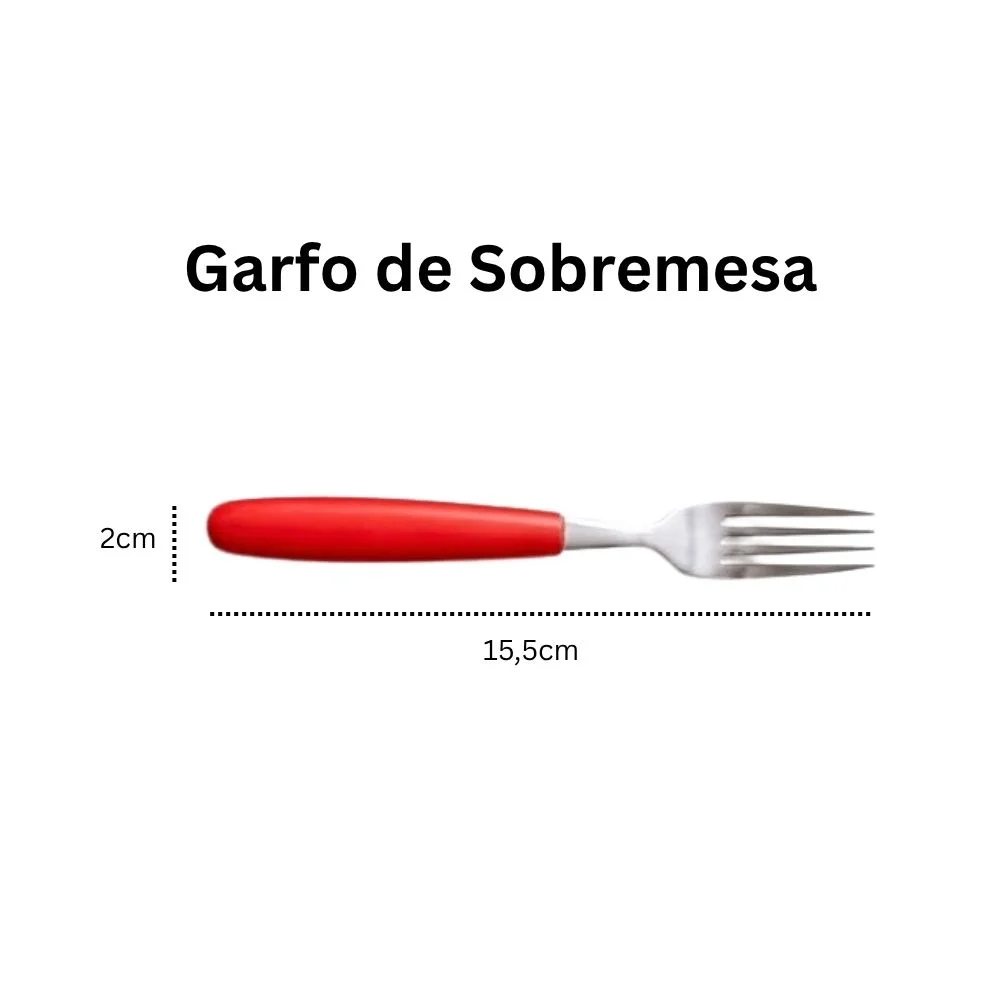 Jogo de Talheres 21 Peças Inox Faqueiro Completo Vermelho - Image 4