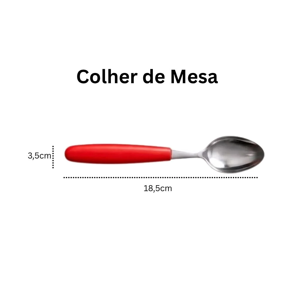 Jogo de Talheres 21 Peças Inox Faqueiro Completo Vermelho - Image 7