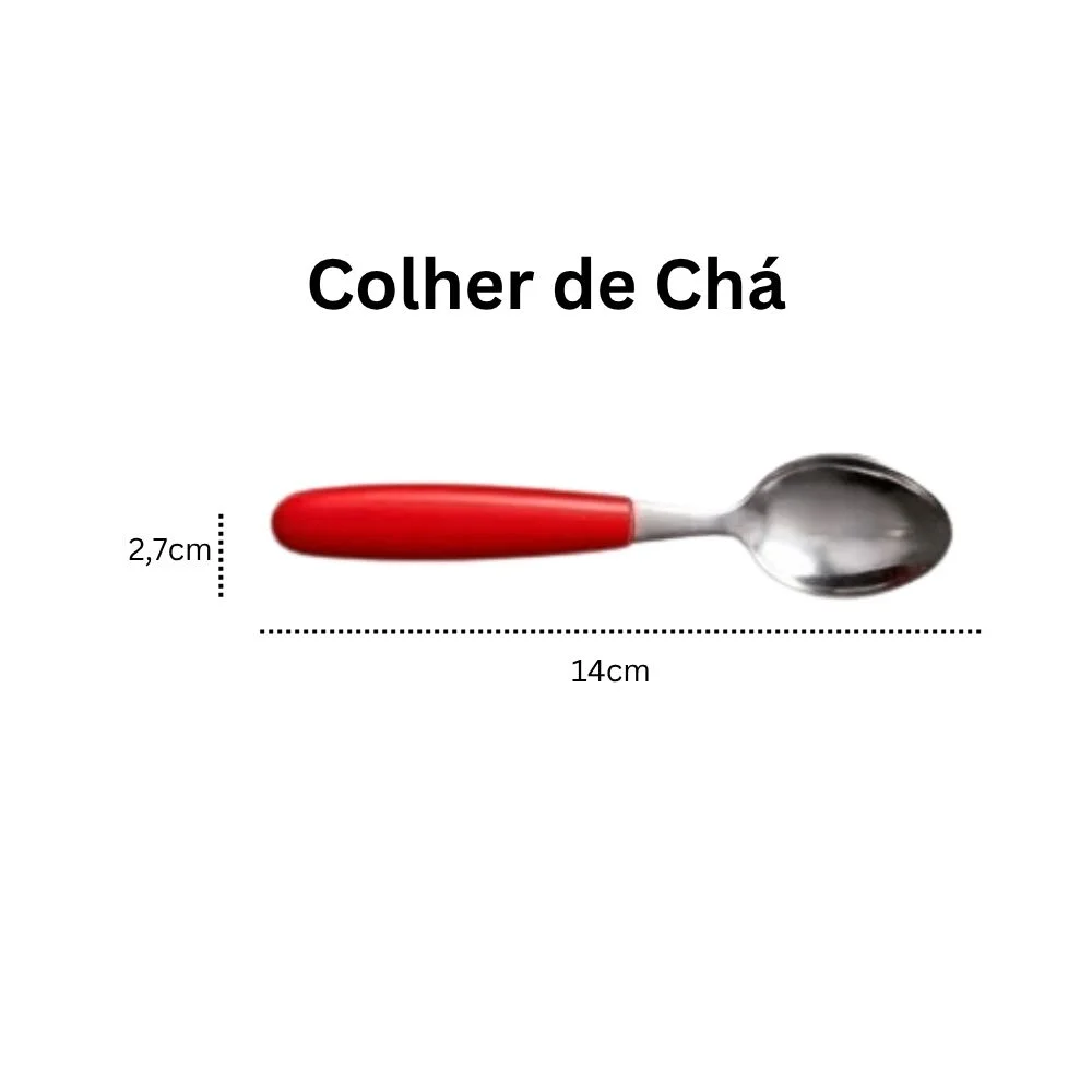 Jogo de Talheres 21 Peças Inox Faqueiro Completo Vermelho - Image 6