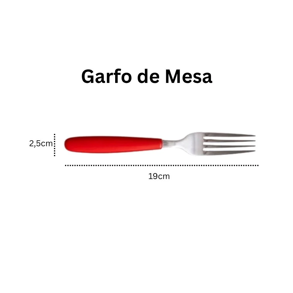 Jogo de Talheres 21 Peças Inox Faqueiro Completo Vermelho - Image 8