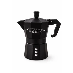 Cafeteira Italiana 6 Xìcaras Moka Alumínio Preta Café Expresso