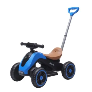 Quadriciclo Moto Elétrica Infantil Azul com Empurrador