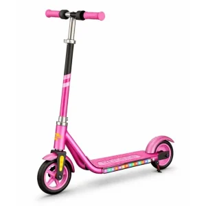 Patinete Elétrico Scooter Infantil com LED Base Antiderrapante Ajustável 150W Até 60Kg Rosa