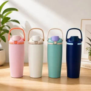 Garrafa Térmica 900ml com Alça e Canudo Mantém Quente e Frio