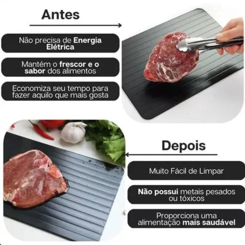 Tábua Mágica Descongelar Carne Rápido Alimentos Sem Microondas Antiaderente - Image 4