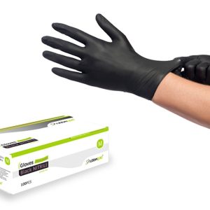 Luvas Nitrilo Preto S/Pó Extra Resistentes L Cx.100un.