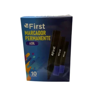 Marcador Permanente 10 Unidades Azul Caneta Pincel Anatômico – Alta Fixação e Secagem Rápida