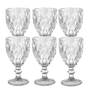 Jogo de Taças de Vidro Diamante 340ml com 6 peças