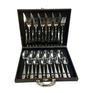 Conjunto de Talheres 24 Peças Inox com Maleta Preta – Faqueiro Completo