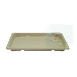 Embalagem Sushi de Fibra Trigo+Tampa OPS 213x133x20mm 50un.(16)