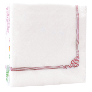 Guardanapo 40×40 PP Branco C/Orla Bordeaux  24x50un.