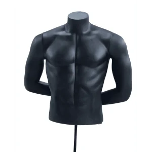Busto Masculino Com Braço Para Trás Preto Com Pesdestal