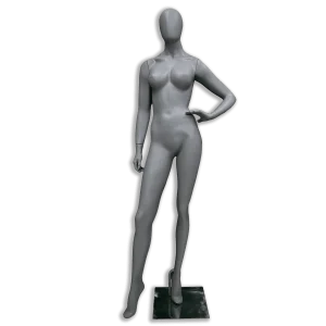 Manequim De Fibra Feminino Mão Na Cintura Cinza